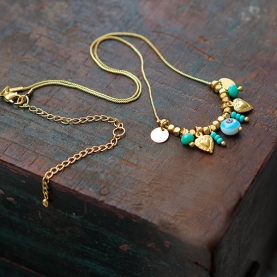 Indian ethnic necklace Nazar cyan color