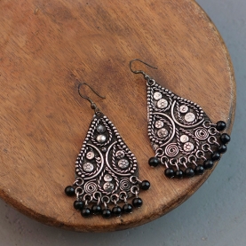 Indian antique earrings silver metal