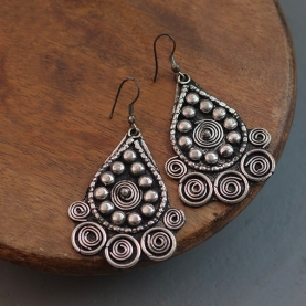 Boucles d'oreilles indiennes antiques métal argenté