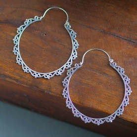 Indian creole earrings silver metal