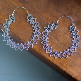 Indian creole earrings silver metal