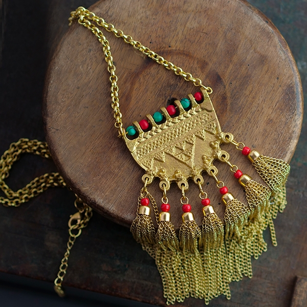 Collier Indien Ethnique Plaqué Or - Bijou Mode Bollywood - Doré Fantaisie