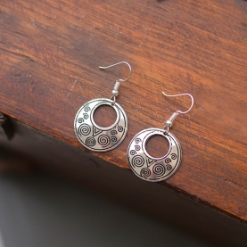 Indian earrings old silver metal round