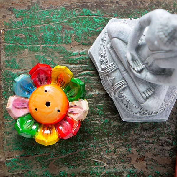 MaMeMi Poêle à Encens Noire En Fer Avec Poignée En Bois, Petite