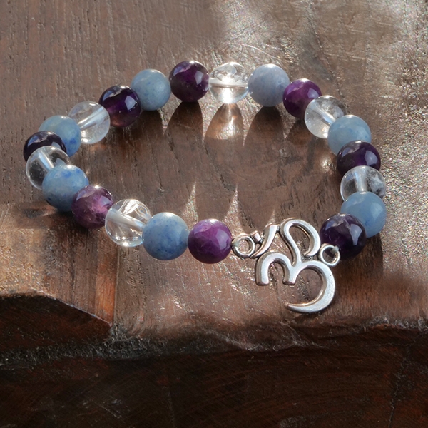 Amethyst Aventurine and crystal stones OM bracelet