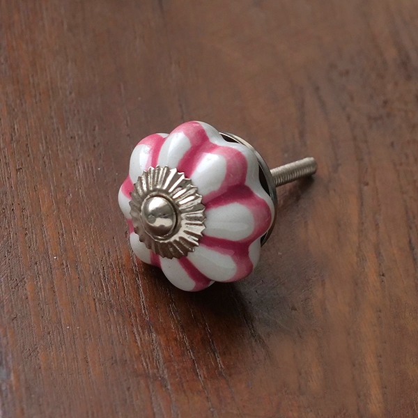 Bouton de porte ou tiroir indien céramique rose