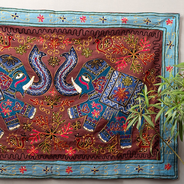 Tenture Murale Indienne Tigre – Coton 102x76 Cm – Déco Bohème Et Ethnique