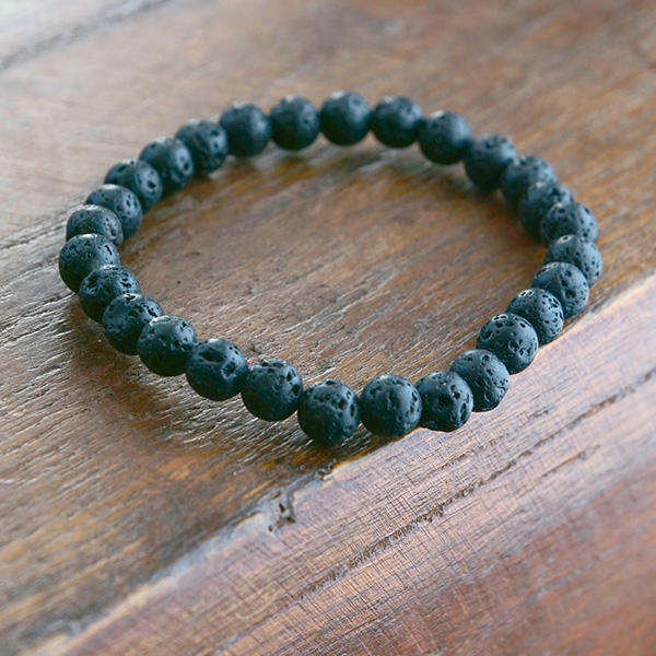Bracelet with black lava stones