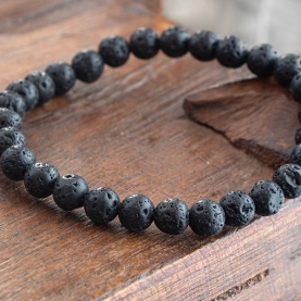 Bracelet with black lava stones