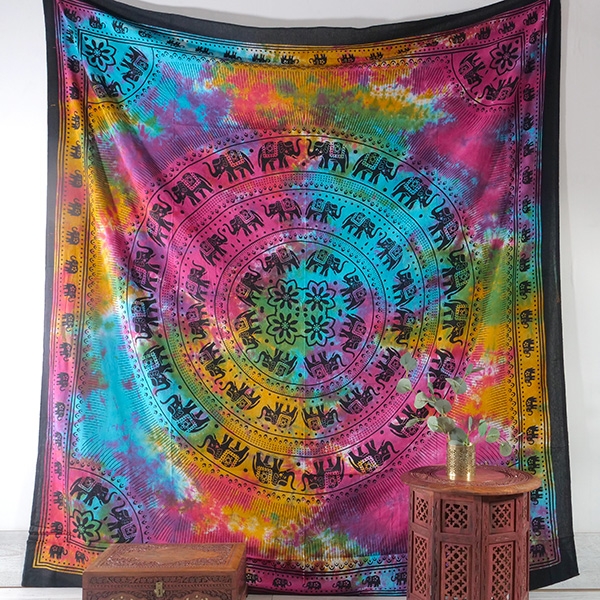 Indian cotton mandala Elephants multicolour