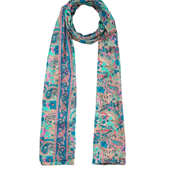 Indian printed scarf Mangoes turquoise