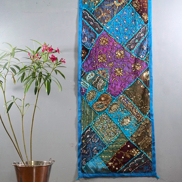 Indian handcrafted wall hanging Patchwork blue