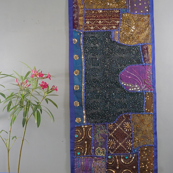 Indian handcrafted wall hanging Patchwork navy blue