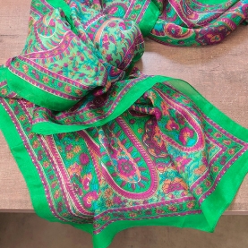 Indian silk scarf fashion green and pink