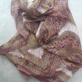 Indian silk scarf fashion brown and beige