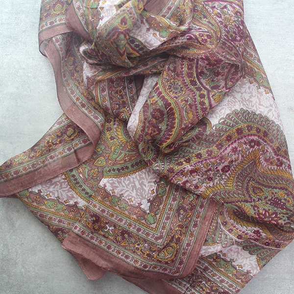 Indian silk scarf fashion brown and beige