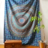 Tenture murale indienne Mandala marine et vert