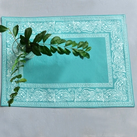 Set de table indien en coton imprimé bleu