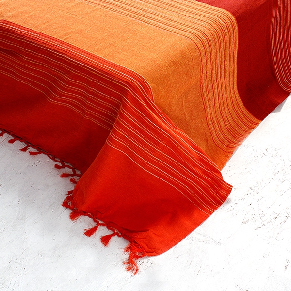 Couverture de canapé coton indien mélangé orange