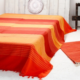 Indian sofa or bed cover cotton orange