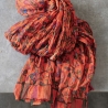 Indian printed cotton stole orange and green