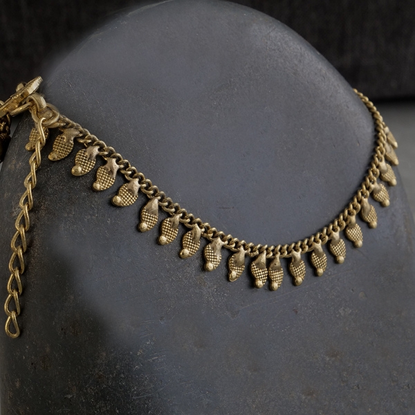 Indian fancy metal anklet Payjeb golden