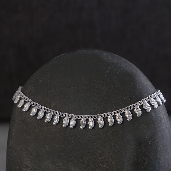 Indian fancy metal anklet Payjeb silver