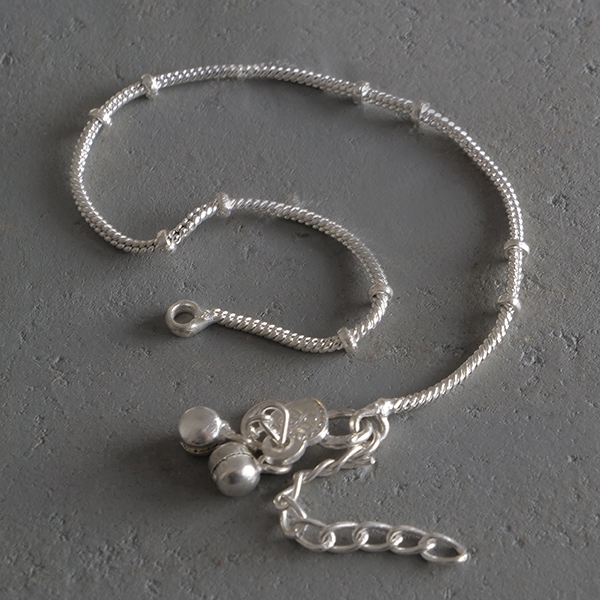 Indian fancy metal anklet Payjeb silvery