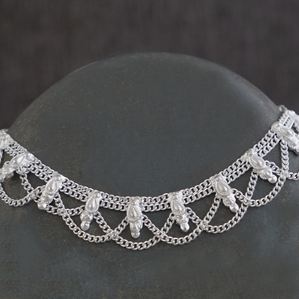 Bracelet de cheville indien ethnique Payjeb argenté