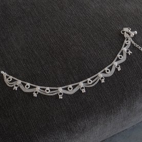 Indian fancy metal anklet Payjeb silvery