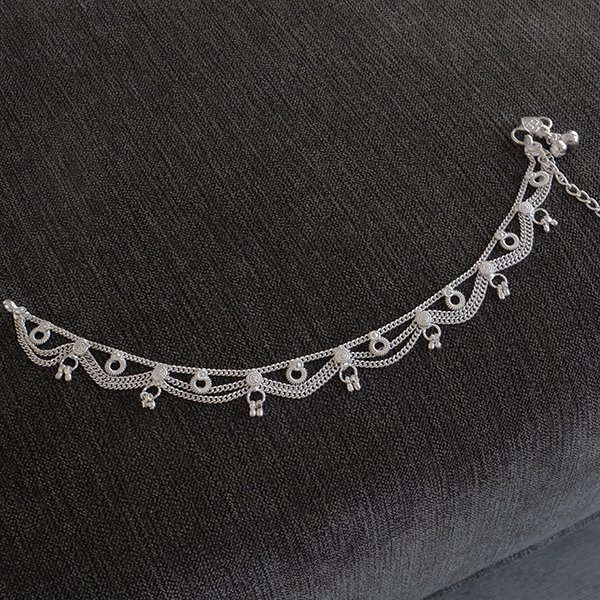 Indian fancy metal anklet Payjeb silvery