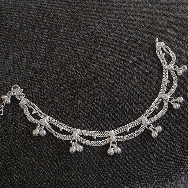 Indian fancy metal anklet Payjeb silvery