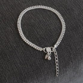 Bracelet de cheville indien ethnique Payjeb argenté