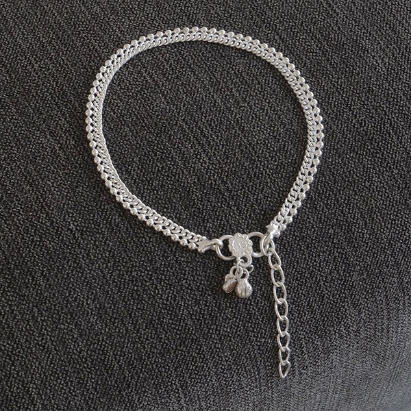 Bracelet de cheville indien ethnique Payjeb argenté