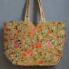 Indian handbag Matka style with flowers beige color