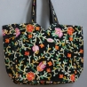 Sac à main indien brodé Matka fleuri noir