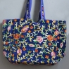 Sac à main indien brodé Matka fleuri bleu marine