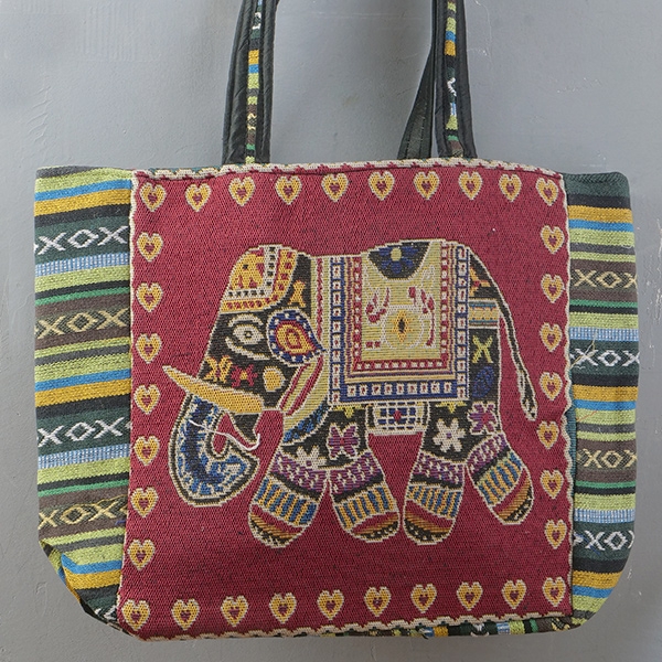 Indian handbag Kiat style with Elephant green and red