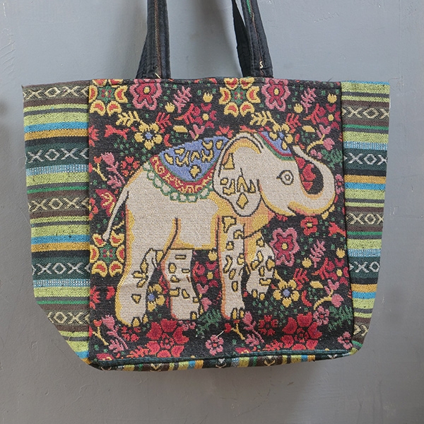 Indian handbag Kiat style with Elephant green and black