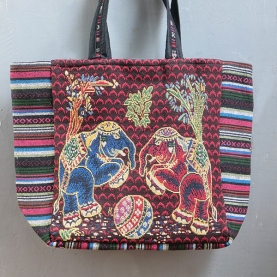 Indian handbag Kiat style with Elephant pink and red