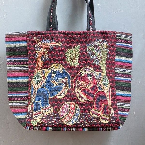 Indian handbag Kiat style with Elephant pink and red