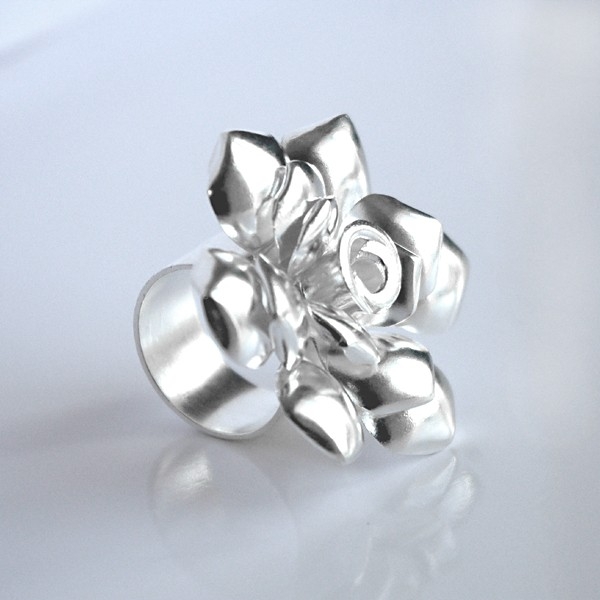 Indian silver ring Rose T57