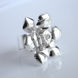 Indian silver ring Rose T57