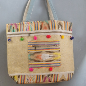 Sac à main indien Funda brodé jaune et rose