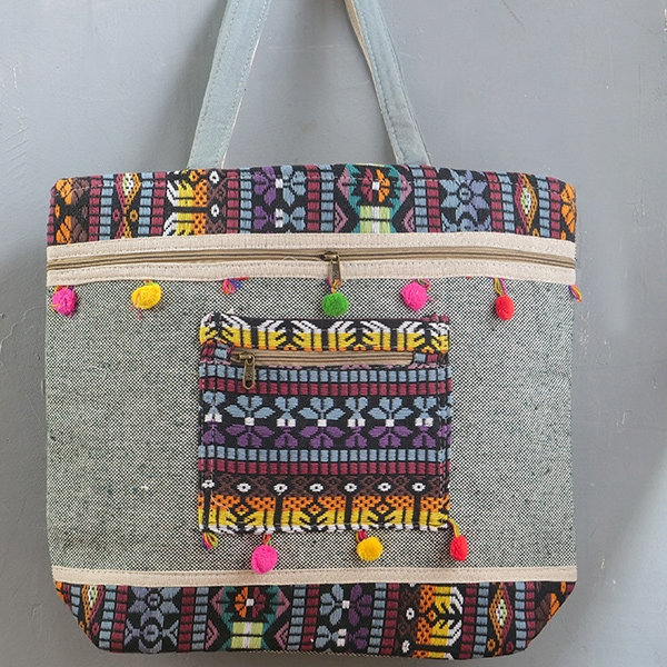 Indian handbag Funda style green and purple