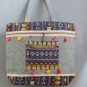 Sac à main indien Funda brodé vert et violet