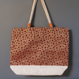 Sac cabas indien artisanal en tissu bordeaux