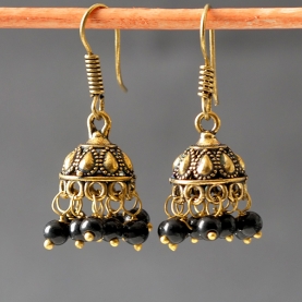 Indian earrings golden  and black Jhumki jewels