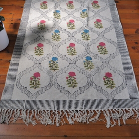Tapis indien artisanal en coton imprimé