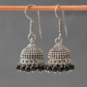 Indian earrings black Jhumki jewels